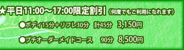 平日11:00~17:00限定割引